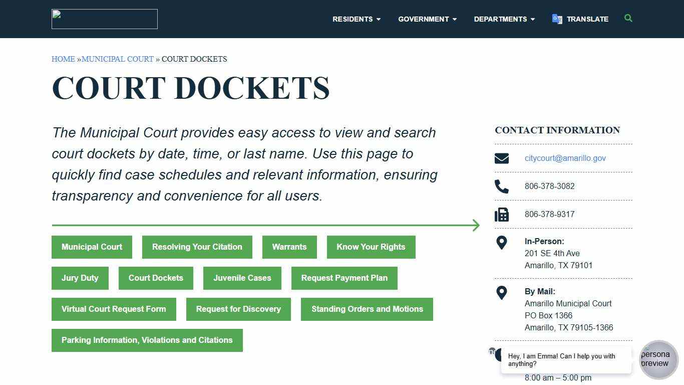 Court Dockets - City of Amarillo