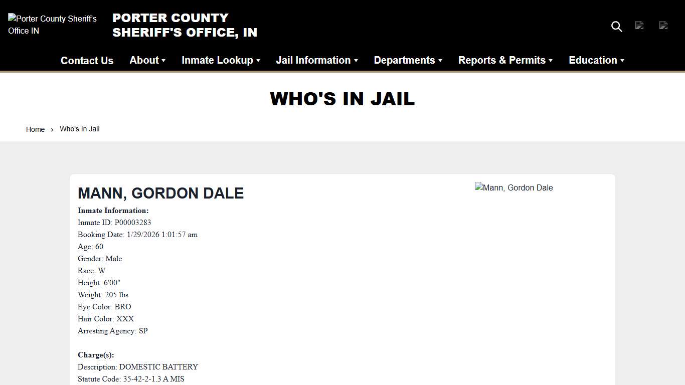 Who's In Jail Porter County Sheriff’s Office IN